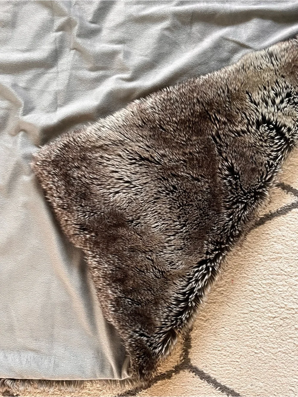 The Cashmere Project Faux Fur Plush Throw Bed Chair Blanket Brown/Gray 50”x60”